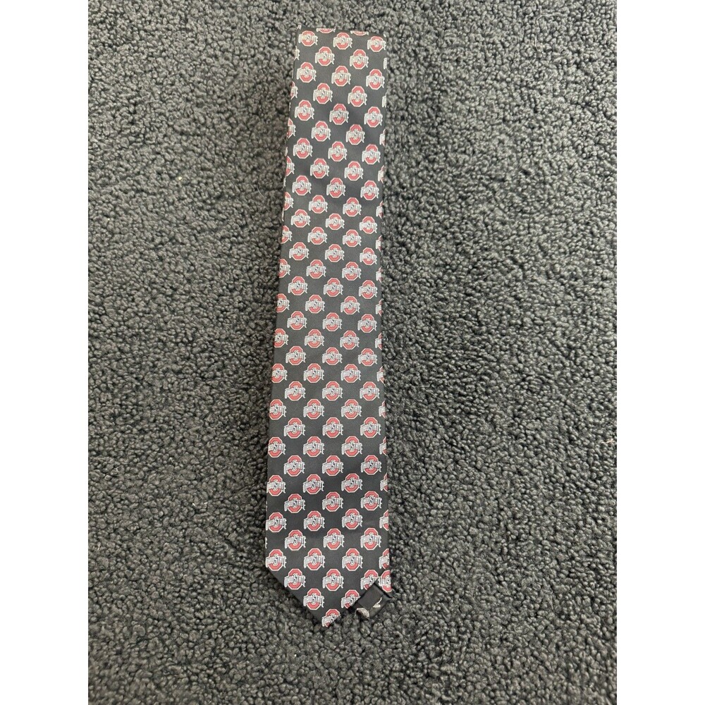 Ohio State University OSU Tie 100% Silk Black Block O Logo Donegal Bay Mens